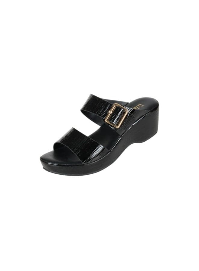 Michelle Morgan 092-2960 Elegant Black Wedge Sandals - Image 1