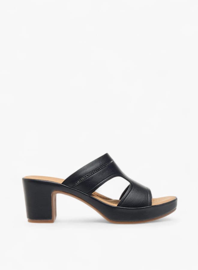 Elegant 90146 1Bblack Embellished Women's Block Heels - Image 1