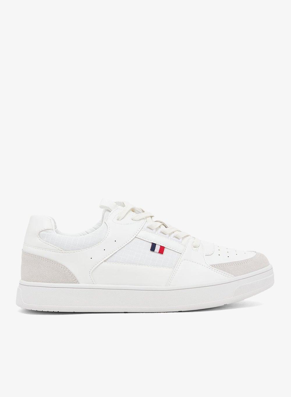 S14 Premium White Low-Top Sneakers with Webbing Loop Detail - Image 1