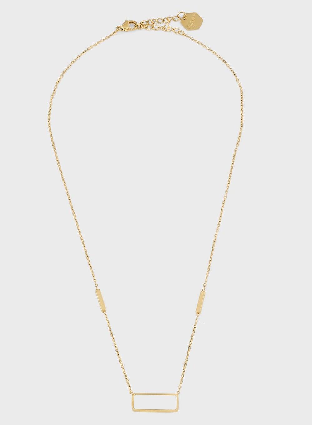 Lady Mauve Catrine Rectangle Pearl Pendant Necklace - Image 1
