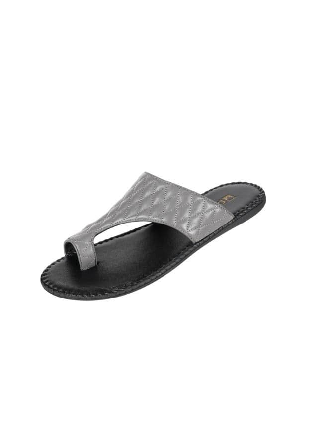 BARJEEL UNO Grey 008-3435 - Luxurious Leather Arabian Sandals - Image 1