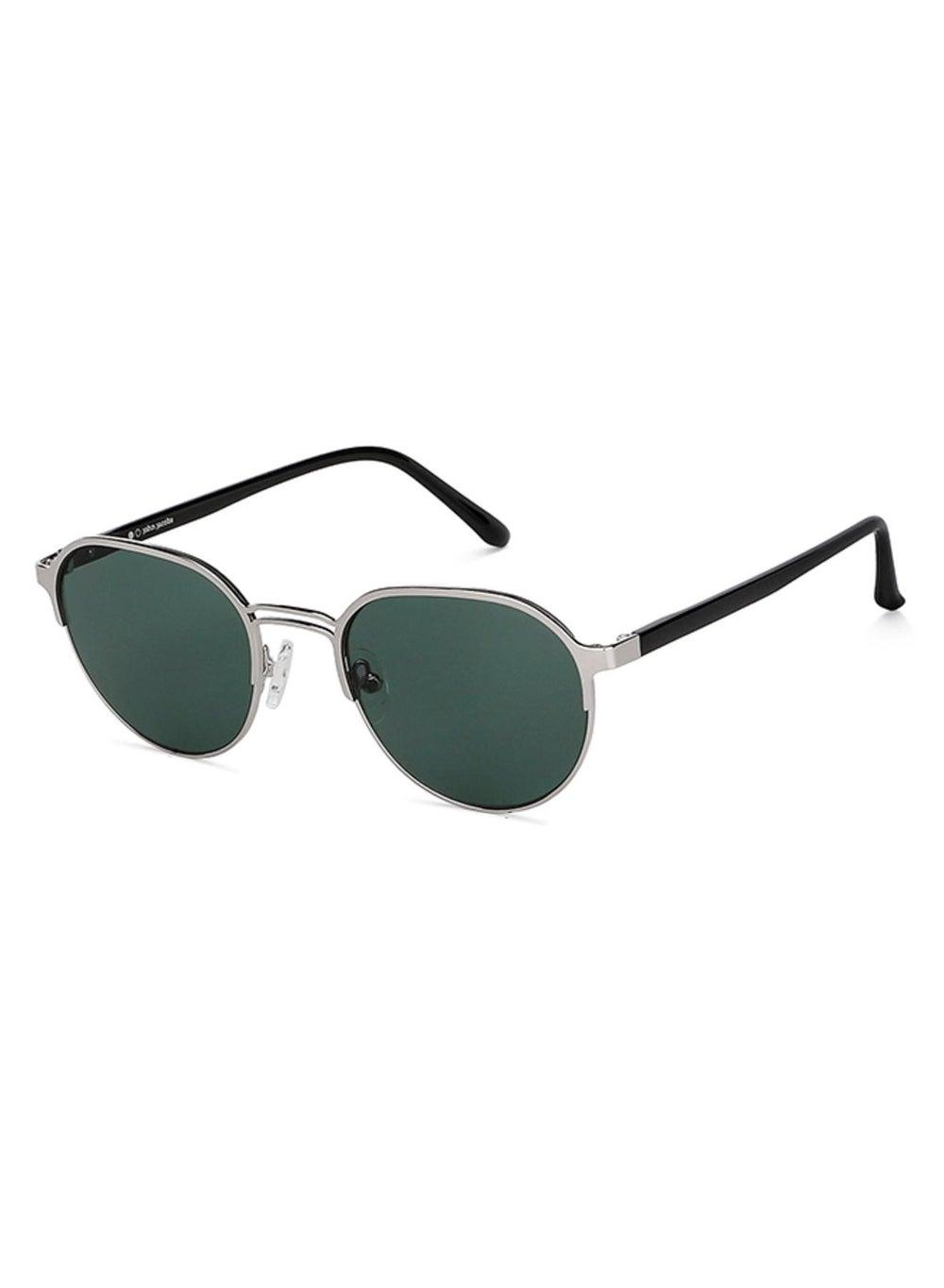John Jacobs JJ S13873 Silver Green Round Sunglasses - Image 1