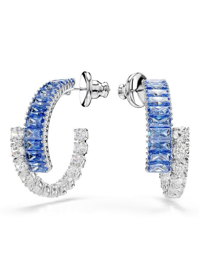 SWAROVSKI Matrix Cuff Earrings - Vibrant Blue and Clear Design - Image 1