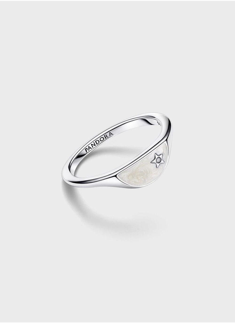 PANDORA Me Enamel Star Signet Ring - Silver and Beige - Image 1