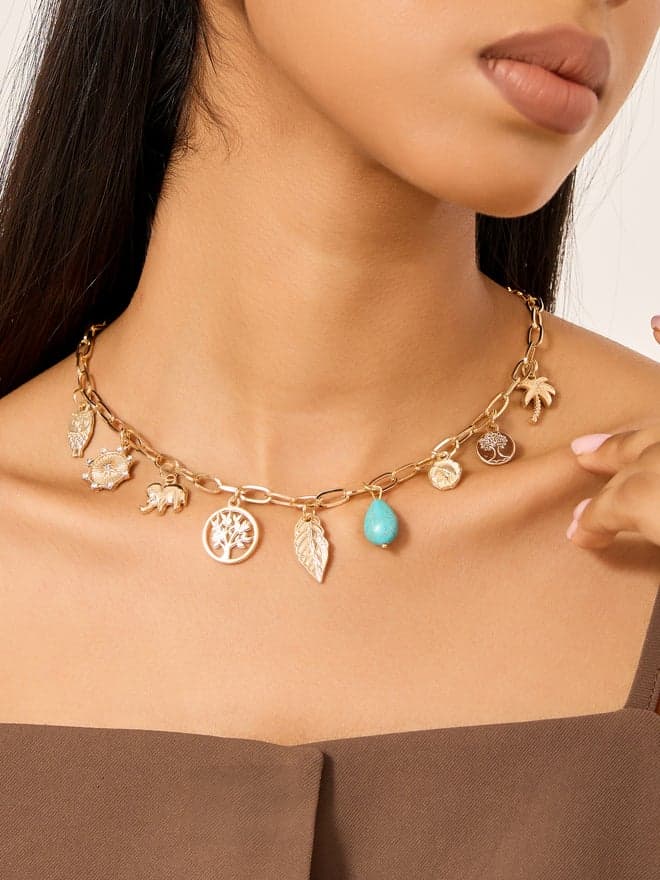 Elegant Styli Multi Charm Women's Necklace - Style Showcase - Image 1