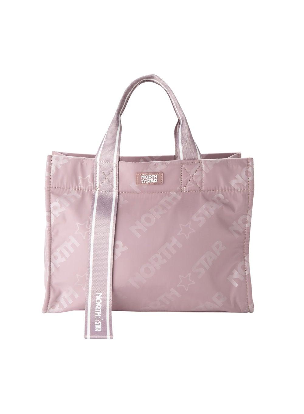 Bata Singapore Elegant Pink Tote Bag with Patterned Detail - Image 1