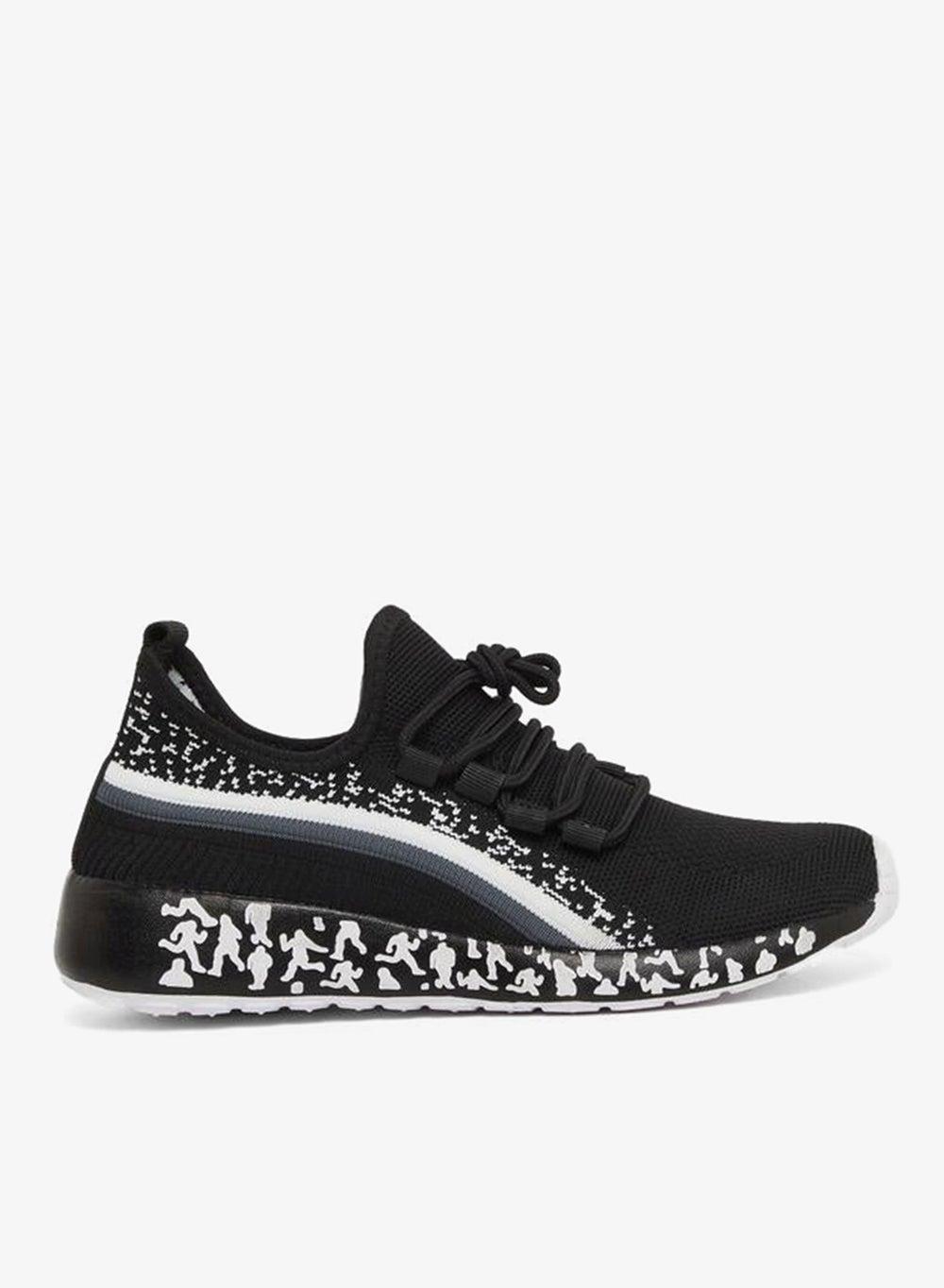 Textured Elegance: Black Mesh Lace-Up Sneakers - Image 1