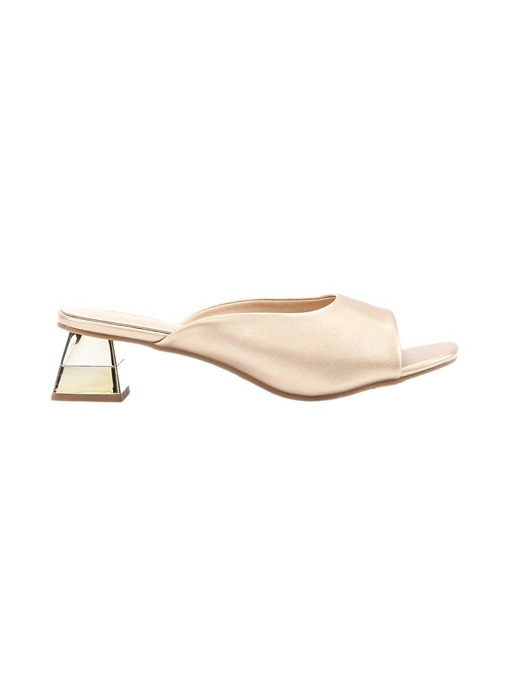 Bata Beige Square Toe Block Heels: Elegance and Comfort - Image 1