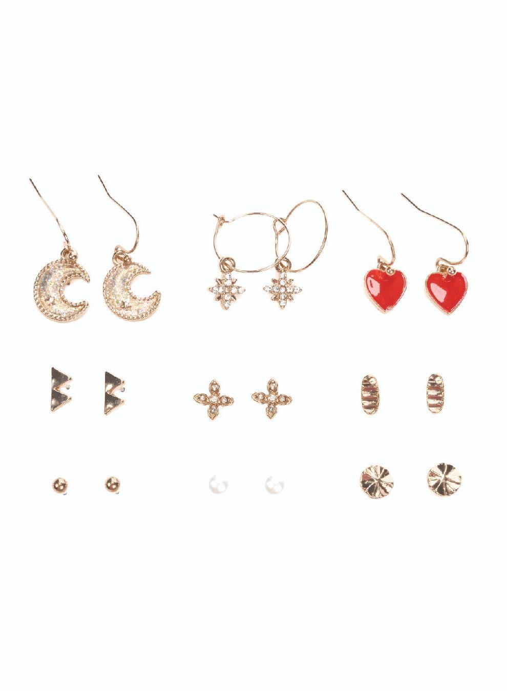 AMICA Enamel & Metallic Assorted Earrings – Set of 9 - Image 1