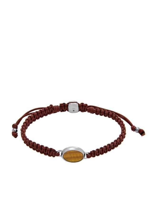 FOSSIL Jf04853040 Tiger's Eye Men's Station Bracelet - Image 1