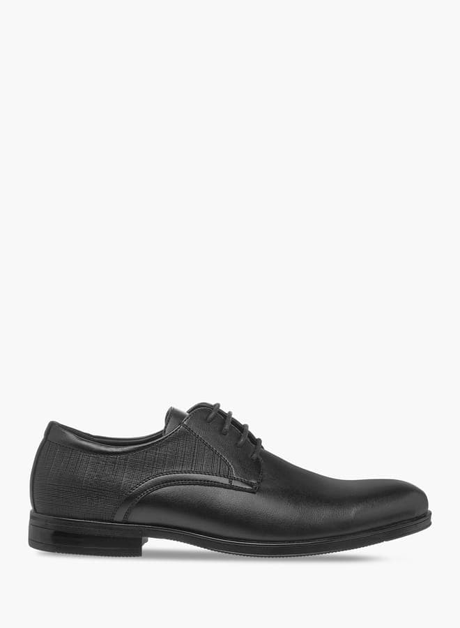 Elegant Textured Derby Shoes 3Qq041Black for Men - Image 1