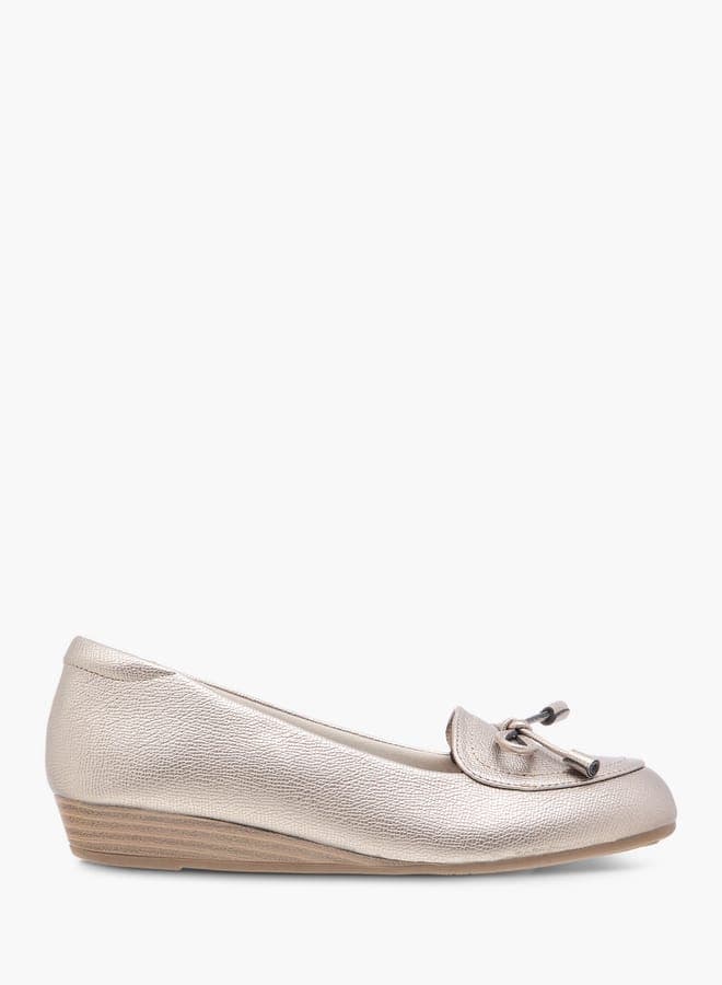 Elegant Pewter Bow Ballerina Wedges - Bzx4417 2Pewter - Image 1