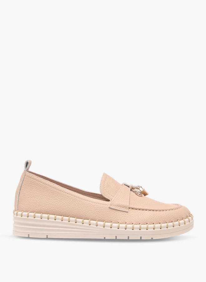 Bzf1368 3Beige Textured Elegance Slip-On Loafers - Image 1