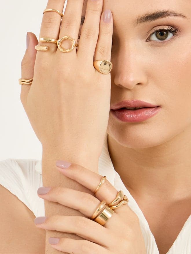 Styli Multi-Shape Ring Set for Women - 10 Exquisite Pieces - Image 1
