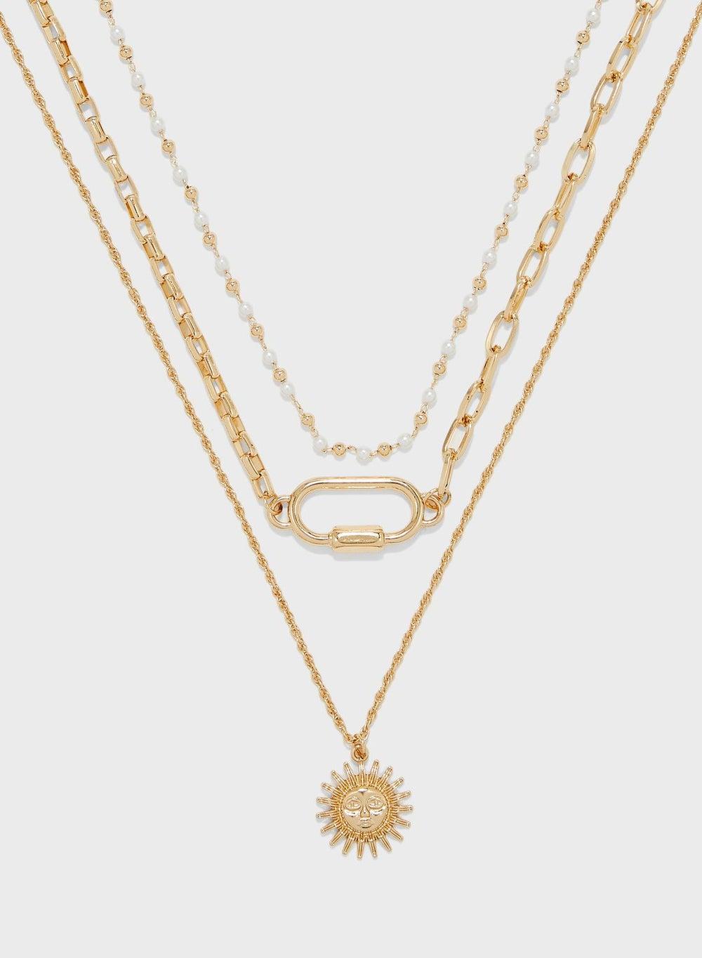 Ginger Sunburst Pendant: Triple-Layered Gold Necklace for Women - Image 1