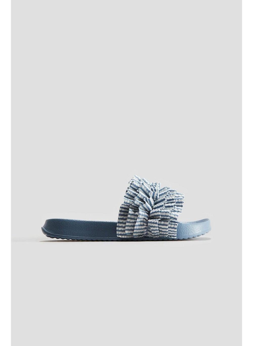 Blue Dusty Light Pool Slides for Girls - Comfort in Every Step - Image 1