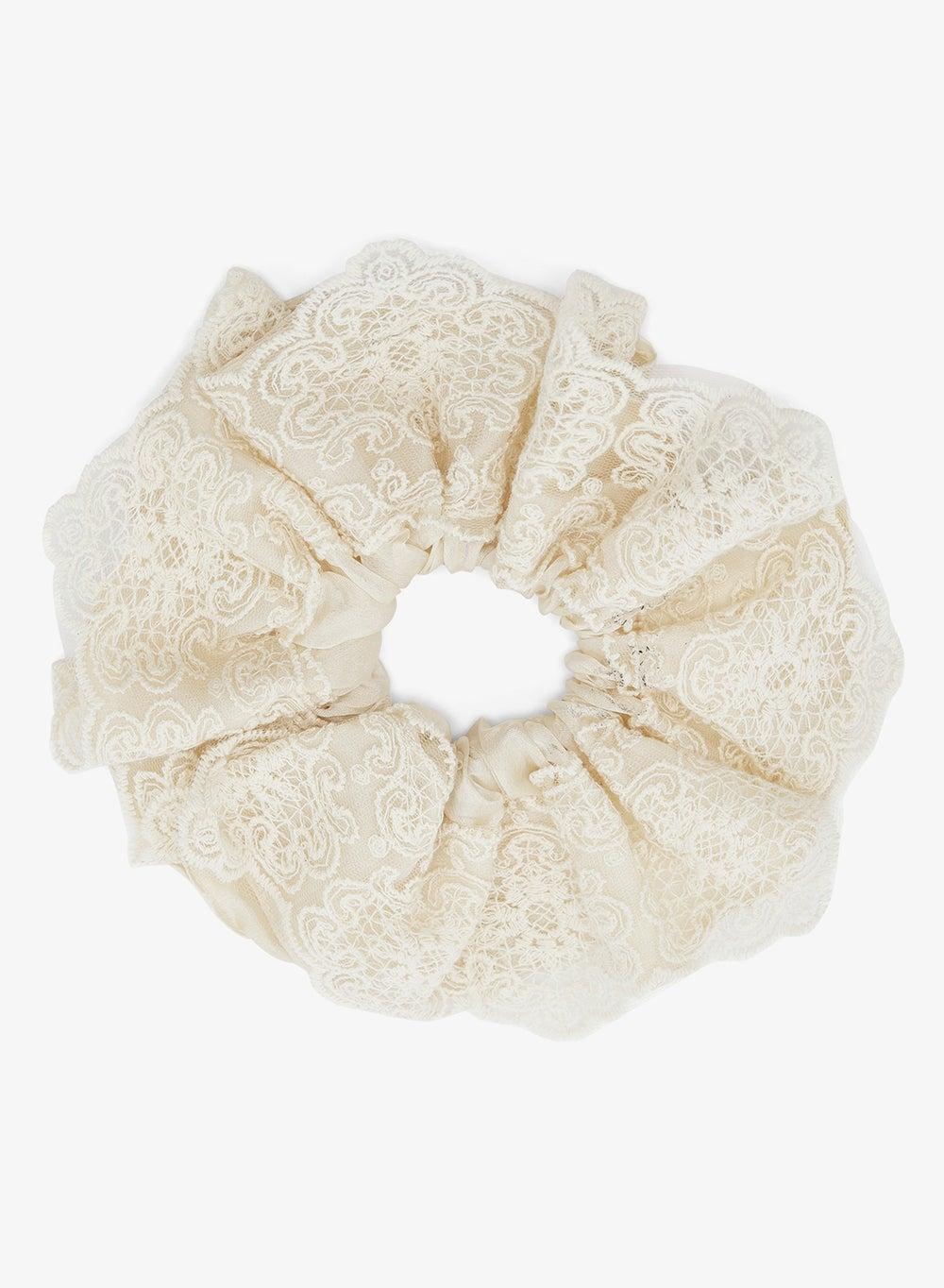 Elegant White Lace Detail Scrunchie Fq4455 - Image 1