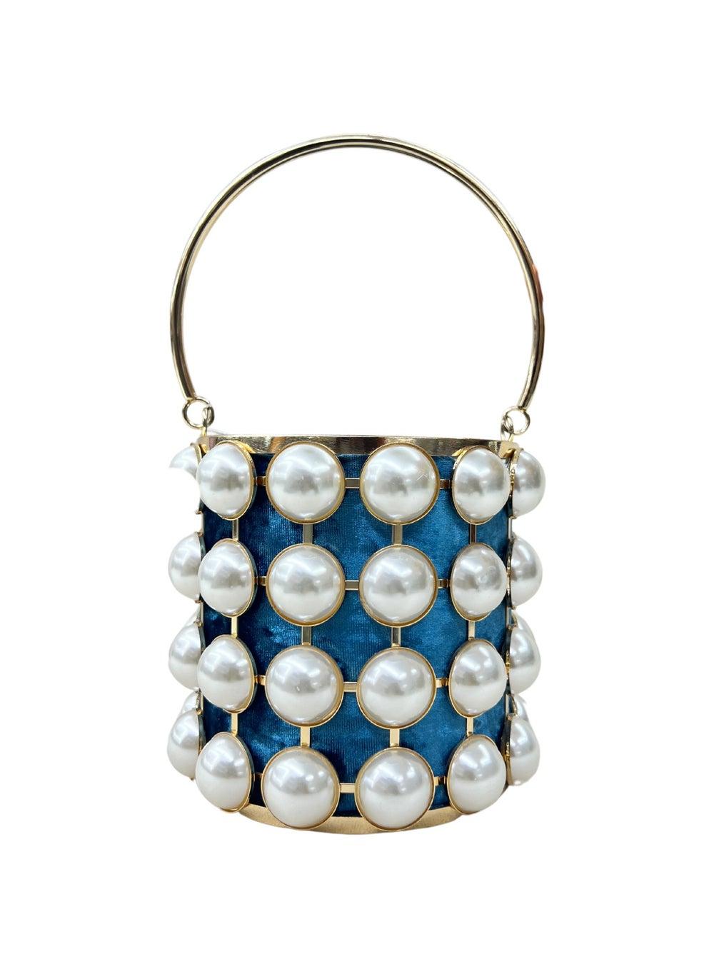 Harsha's Glam Clutches: Chic Pearl Bucket Bag - Image 1