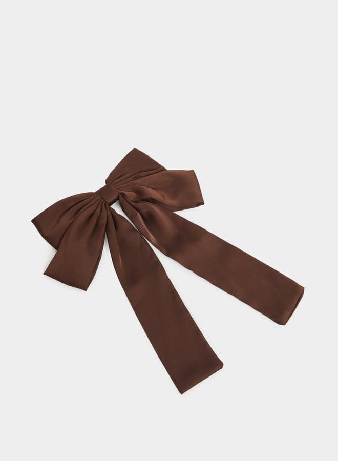 Elegant Styli Ribbon Hair Clip in Sleek Brown - Image 1