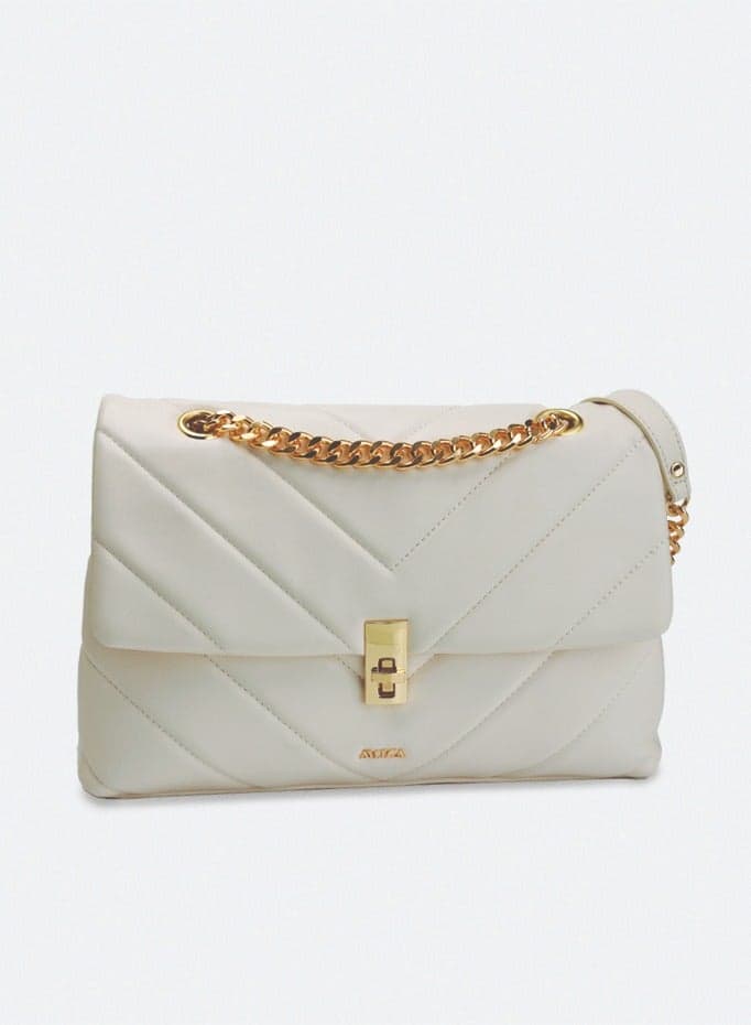 AMICA Adelina Quilted White Leather Crossbody Bag - Image 1