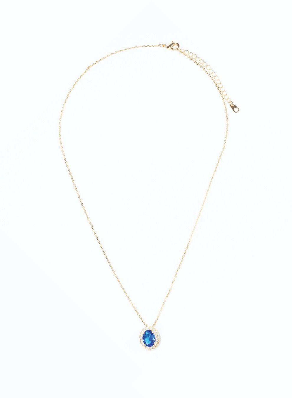 AMICA Elegant Pear-Cut Blue Sapphire Pendant Necklace - Image 1