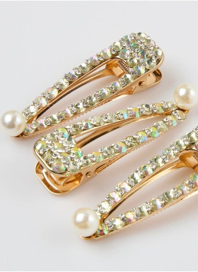 Elegant Rhinestone Bridal Hair Clips 3-Piece Set - Image 1