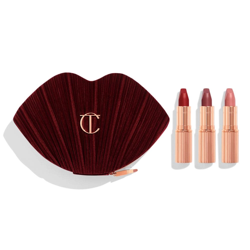 Elegant Hot Lips Holiday Matte Lipstick Trio with Clutch - Image 1