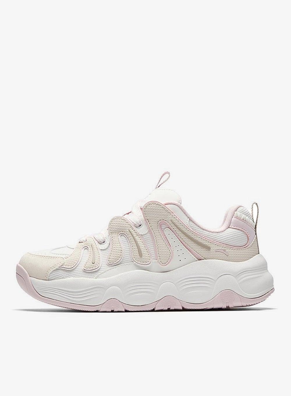 Elegant Bliss Low-Top Sneakers in White and Light Pink - Image 1