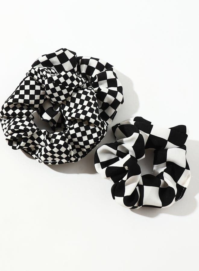 Elegant Trio - Checked Black Hair Tie Set - Image 1