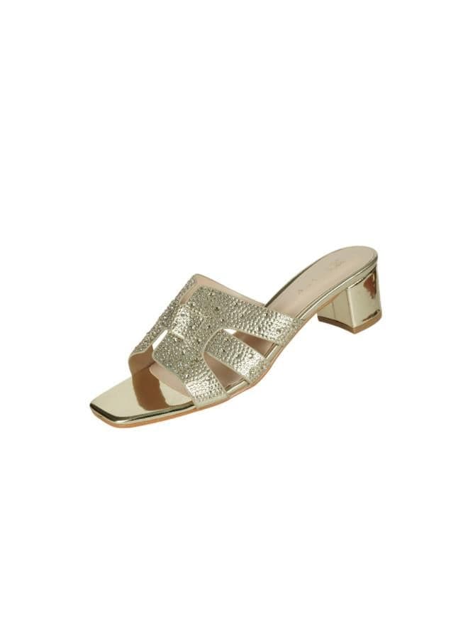 Zayna Gold Block Heel Sandals 221-249 Model 18F8827-215 - Image 1
