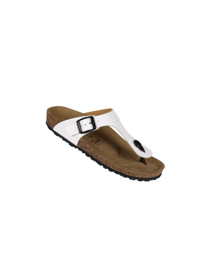 Biochic Ladies 012-459 1830PR-White Slim Thong Sandals - Image 1