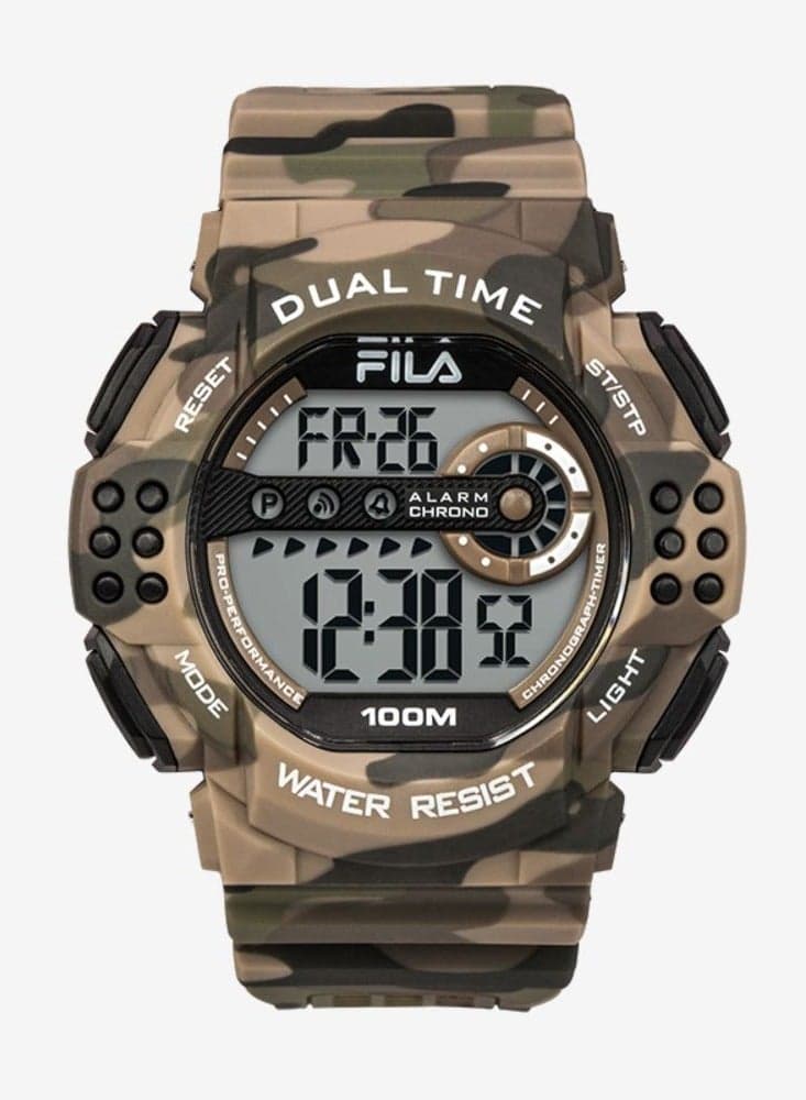 FILA 38-171-003 Digital Unisex Watch with Chic Brown Strap - Image 1