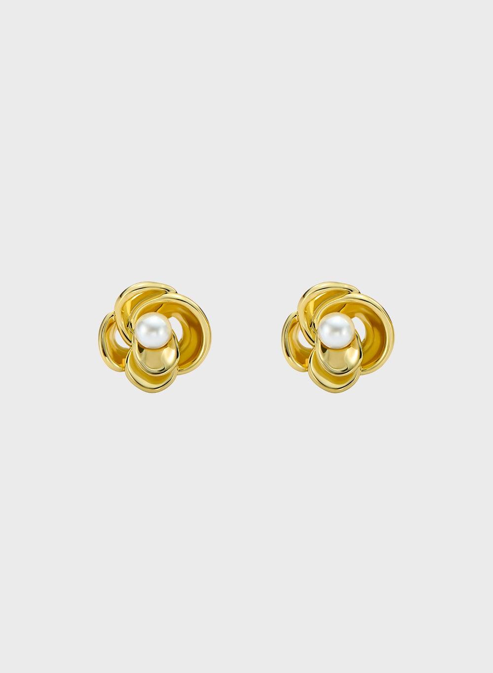 Ted Baker Pearl Embellished Brass Stud Earrings - Image 1