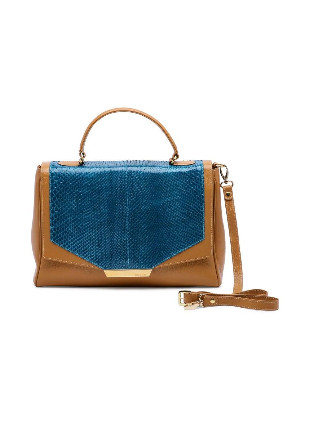 CEE CODE Lady Code Satchel in Mustard/Blue - Elegance for Her - Image 1
