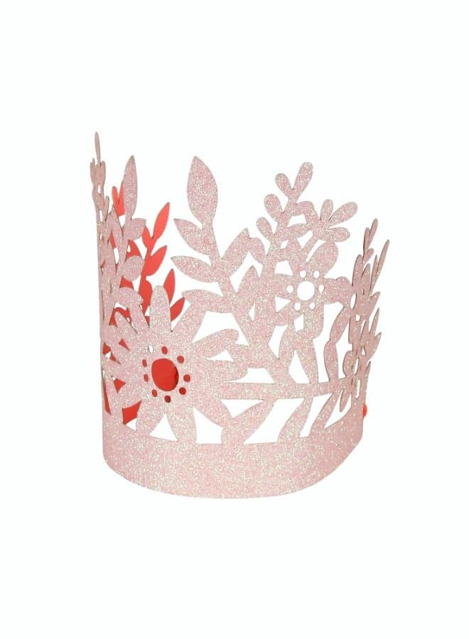 Meri Meri Pink Iridescent Glitter Princess Crown - Image 1