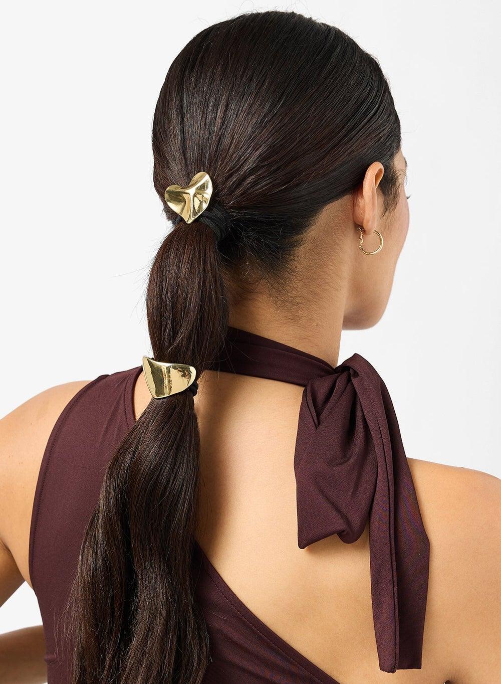 Elegant Gold Metal Hair Tie Duo - Cae53 - Image 1
