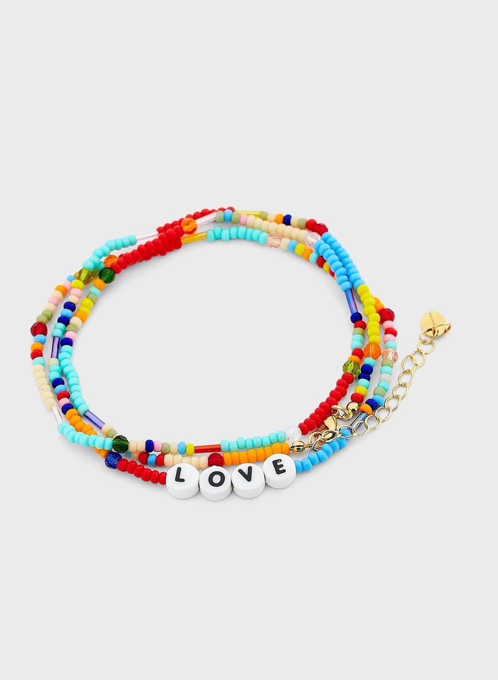 Fashionbox Tina Love Charm Beaded Wrap Bracelet - Image 1