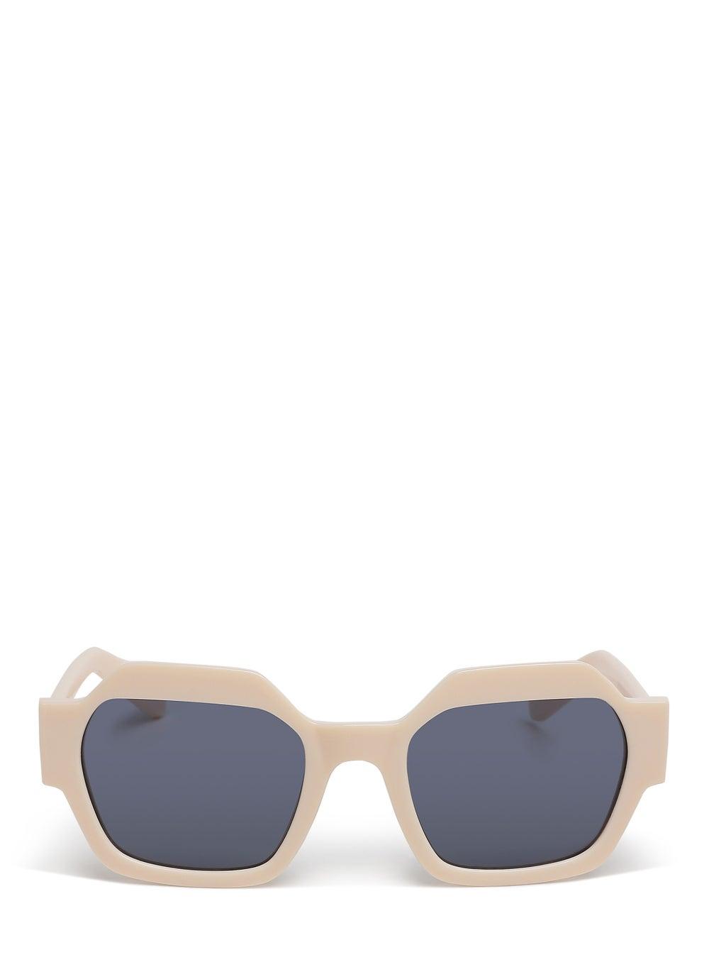 London Rag Beige Bold Bevel Square Sunglasses for Women - Image 1