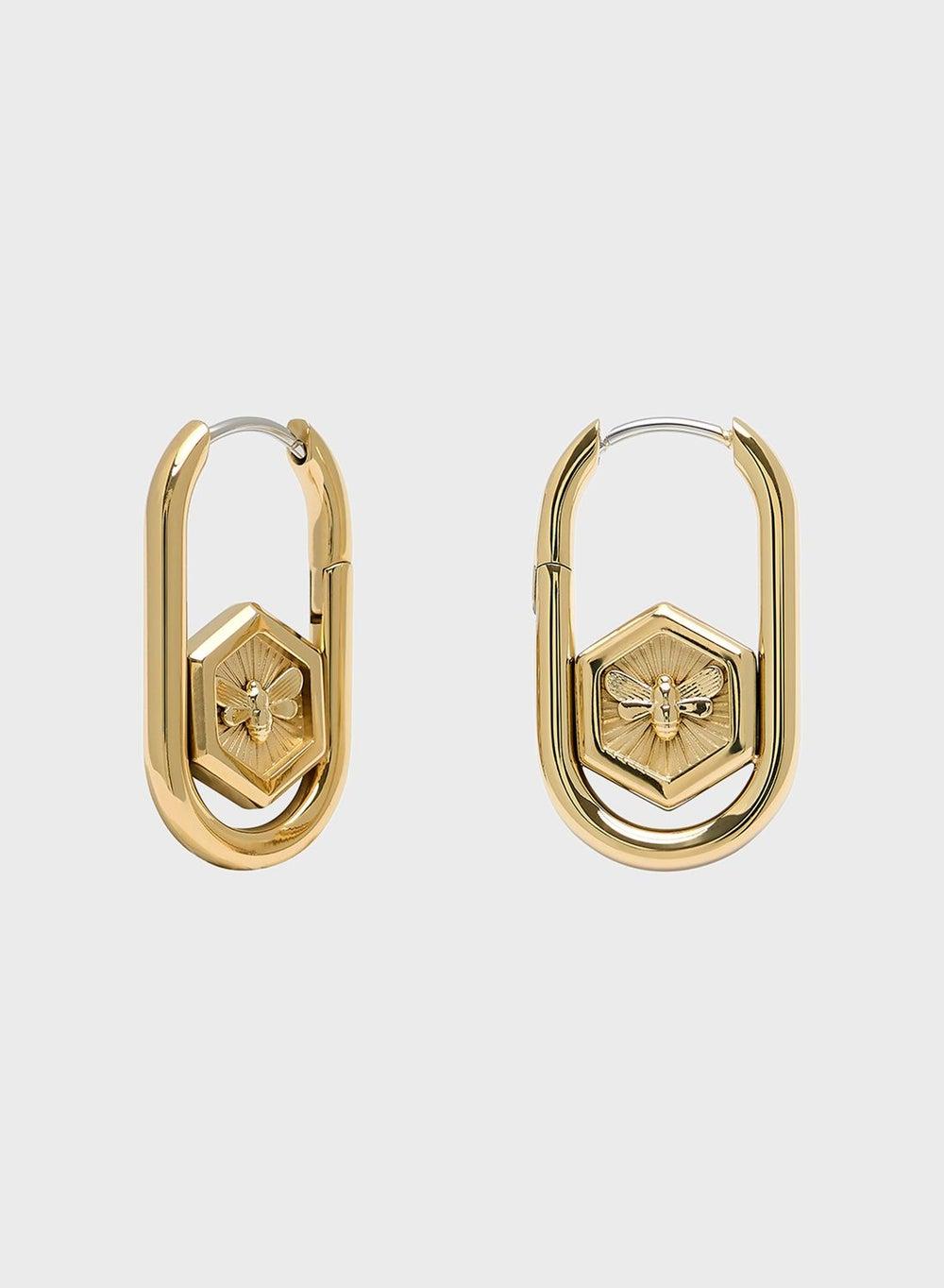 OLIVIA BURTON U-Shaped Zircon Earrings - Gold-Tone Elegance - Image 1