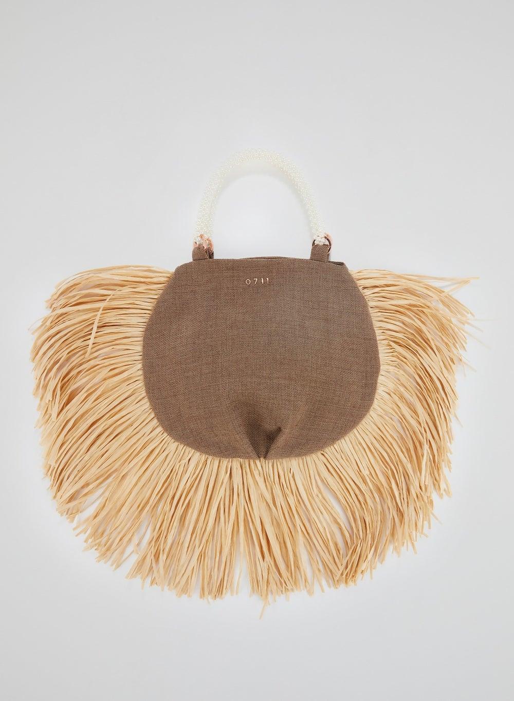 0711 Tbilisi Ani Tote Bag with Brown Pearl Beaded Handle - Image 1
