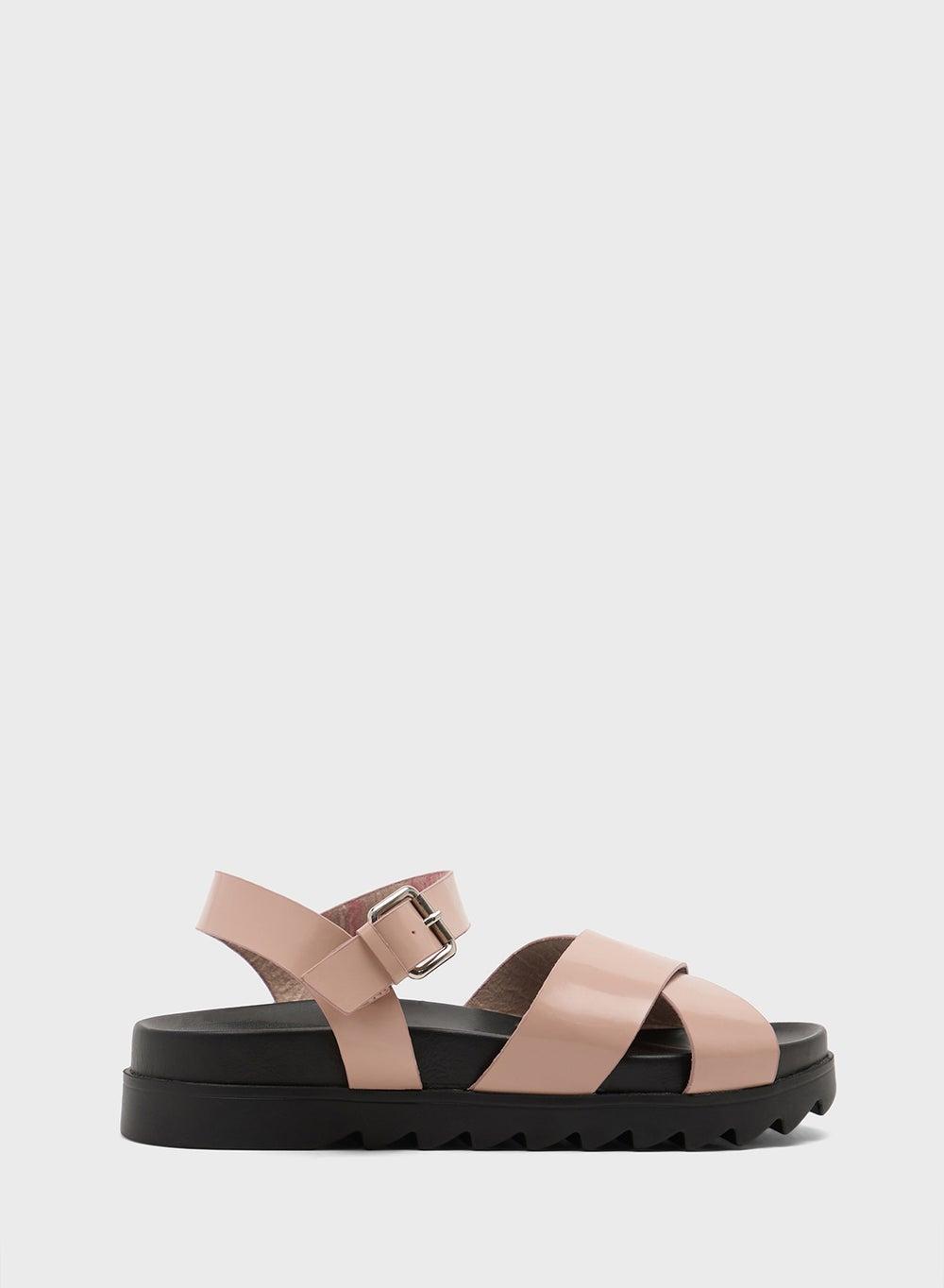 Elegantly Nude FW7479 Cross Strap Flat Sandals - Image 1