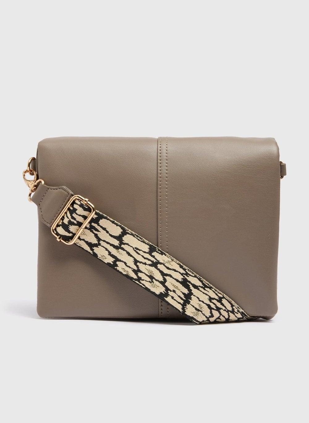 Matalan Taupe Elegance Leopard Strap Handbag - Image 1