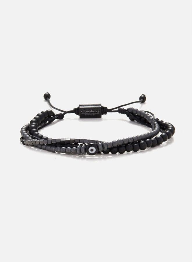 CHRYSOSTOMOS Onyx and Hematite Multi-Line Men's Bracelet - Image 1