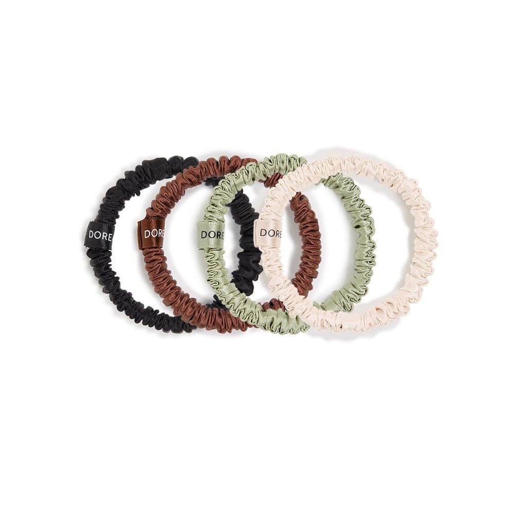Elegant Mulberry Silk Scrunchie Set 1cm - Dore & Rose Bestseller - Image 1