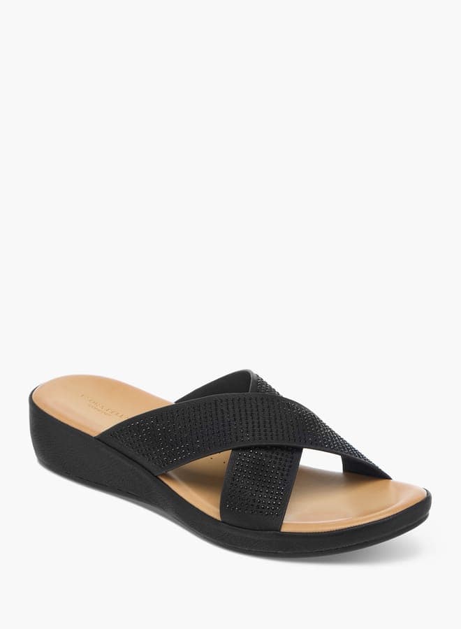 Elegant Embellished Cross Strap Wedge Sandals for Women - Image 1
