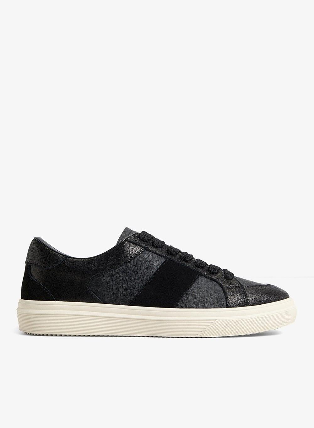 Braxton001 Black Lace-Up Low Top Sneakers for Men - Image 1