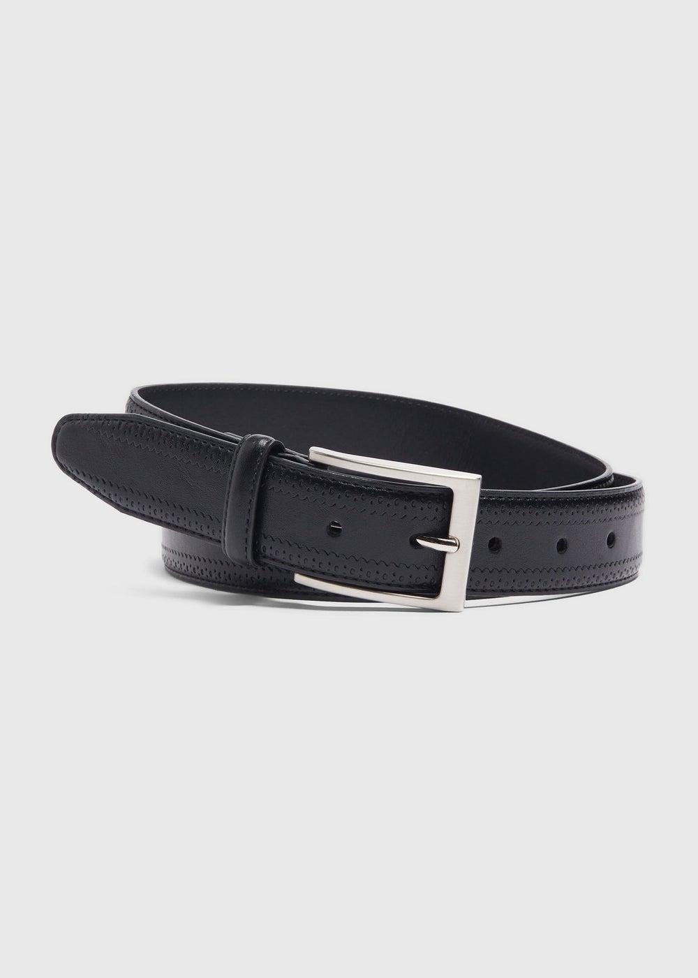 Elegant Matalan Black PU Brogue Men's Belt - Image 1