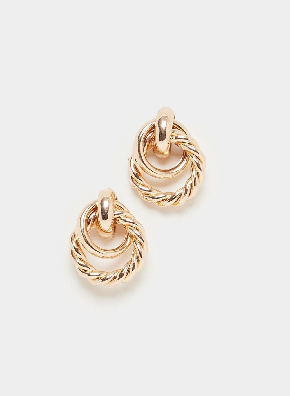 Styli Textured Circle Gold Hoop Earrings for Women - Image 1