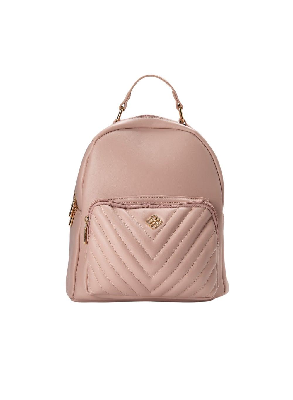 Bata Pink Quilted Elegance: Women's Top Handle Backpack - Image 1