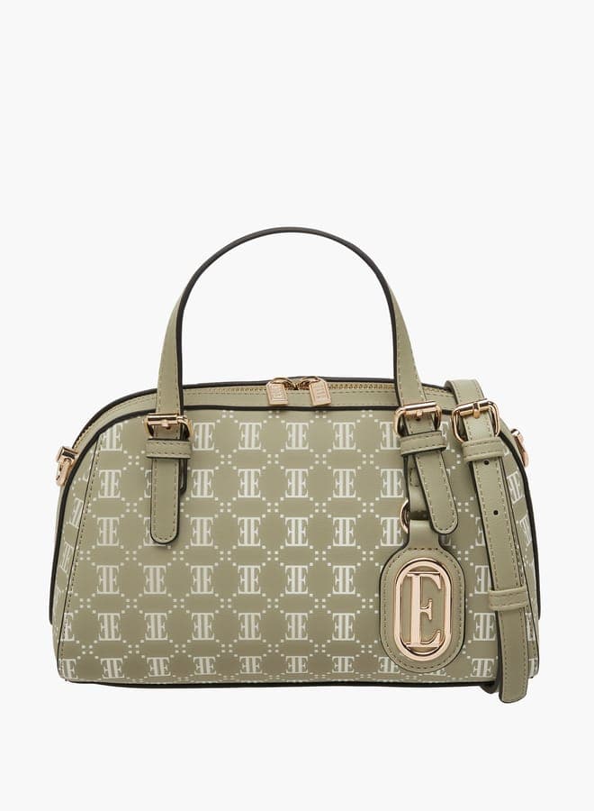 ELLE Monogram Print Elegance Tote with Detachable Strap - Image 1